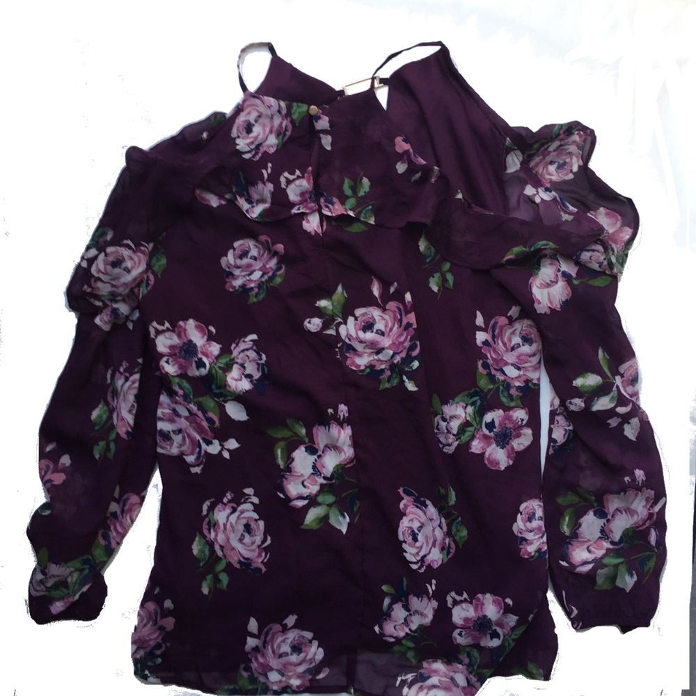 French Connection Cold Shoulder Ruffle Blouse XS - Picture 3 of 7